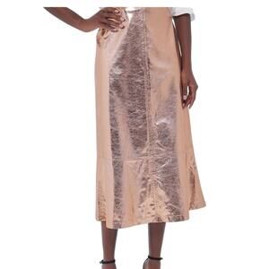 Tuckernuck x India Hicks Women's Gold Midi Skirt Size 10 Party Cocktail 1718-20